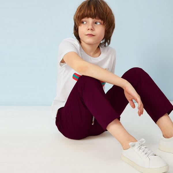 

Boys Drawstring Waist Solid Pants