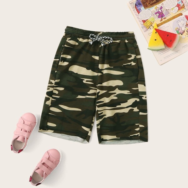 

Boys Drawstring Waist Camo Bermuda Shorts