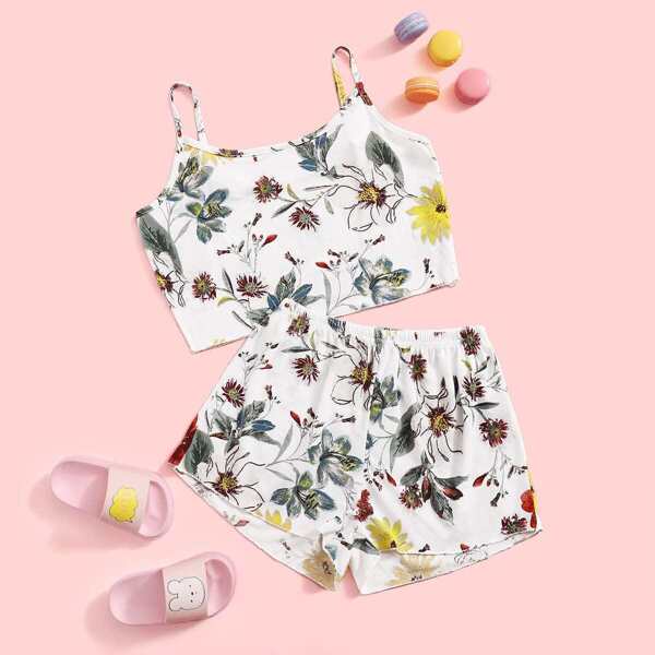

Girls Floral Print Cami PJ Set, Multicolor