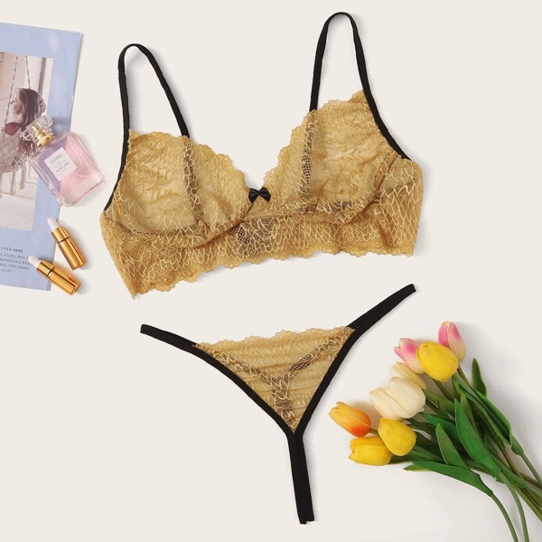 

Floral Lace Sheer Lingerie Set