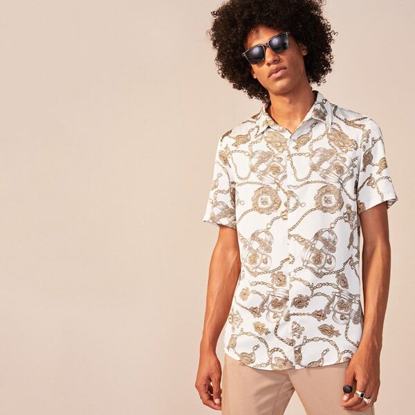 

Men Chain Print Shirt