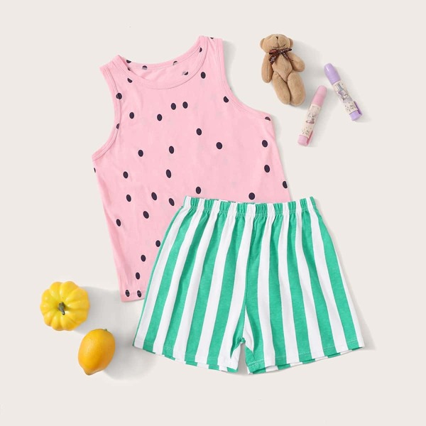 

Toddler Girls Polka Dot Striped Pajama Set