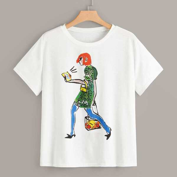 

Plus Figure Print Tee, White