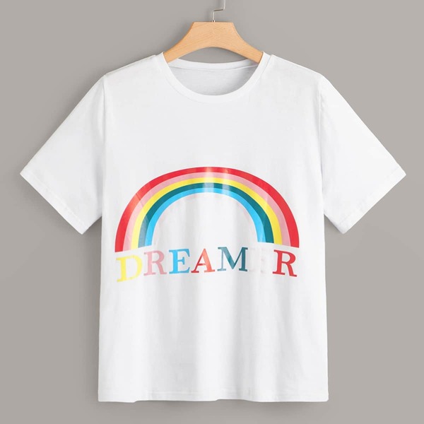 

Plus Letter And Rainbow Print Tee