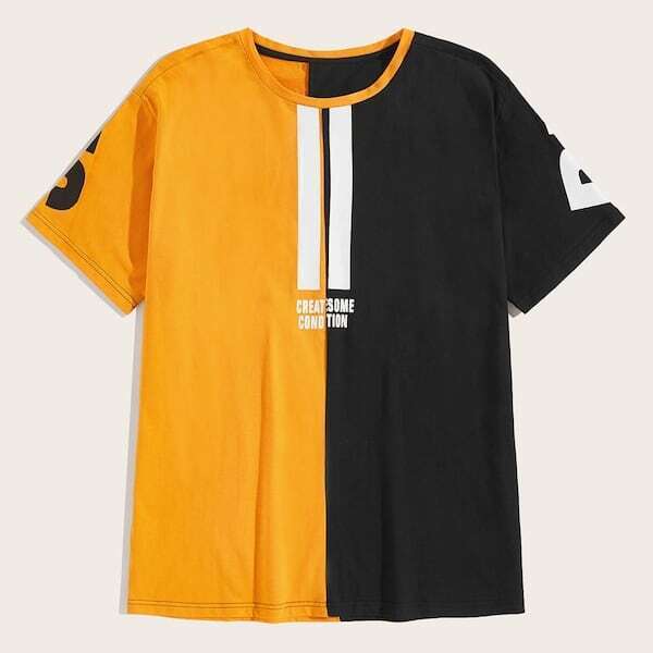 

Men Two Tone Letter Print Tee