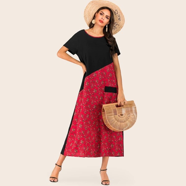 

Ditsy Floral Print Pocket Detail Maxi Dress, Multicolor