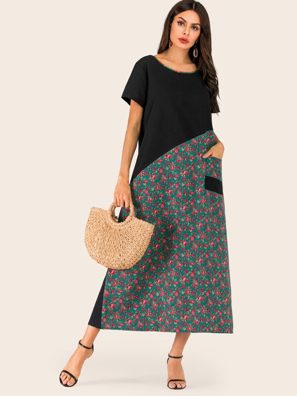 

Ditsy Floral Print Pocket Detail Maxi Dress, Multicolor