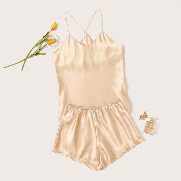 

Satin Cami Top With Shorts PJ Set
