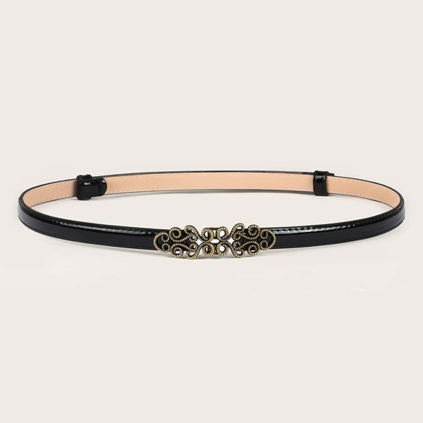 

Western Buckle Skinny Belt, Black
