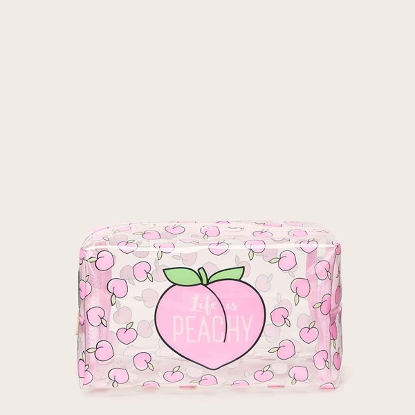 

Peach Pattern Clear Makeup Bag, Multicolor
