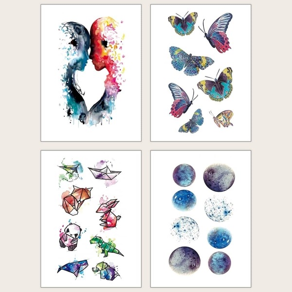 

Planet & Butterfly Pattern Tattoo Sticker 4sheets