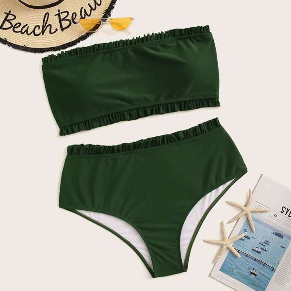 

Plus Lettuce Trim Bikini Set, Green