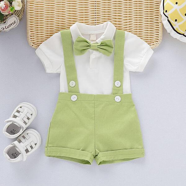 

Toddler Boys Bow Tie Jumpsuit & Straps Shorts