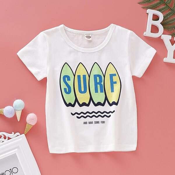 

Toddler Boys Letter Print Tee, White