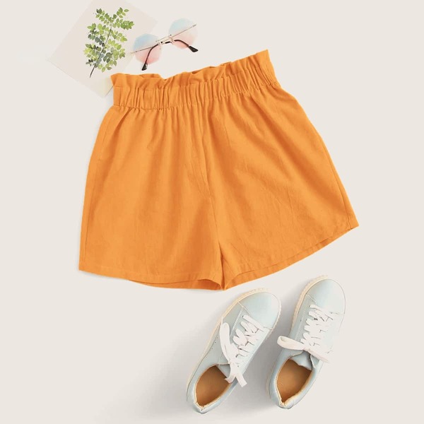 

Solid Ruffle Trim Shorts