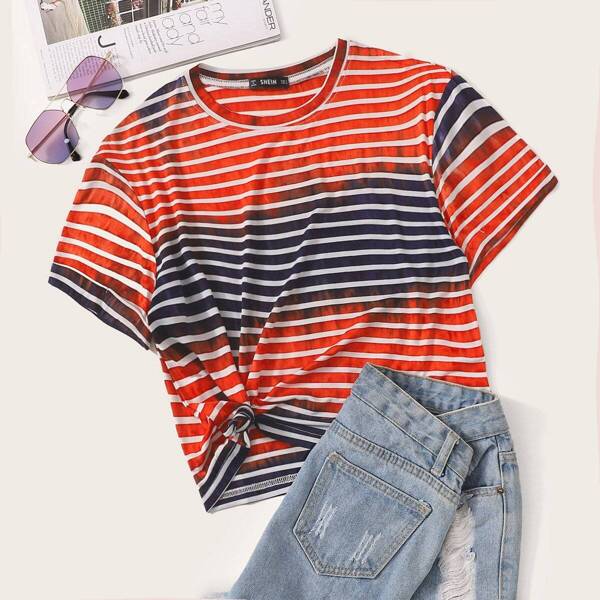 

Tie Dye Striped Tee