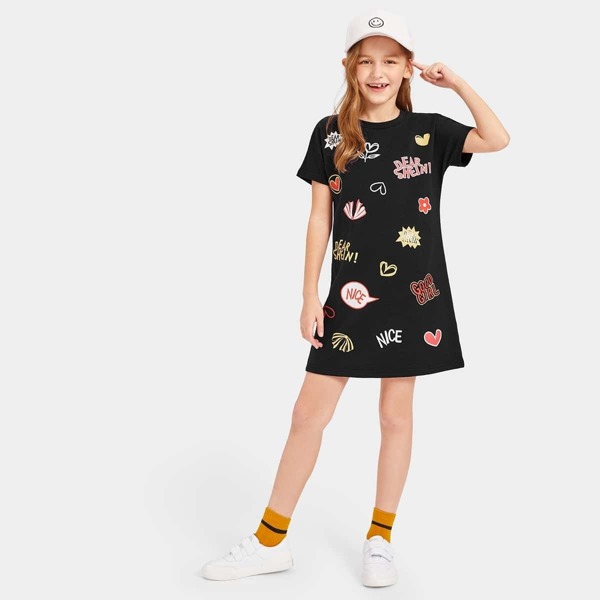 

Girls Graphic Print Tunic Tee Dress