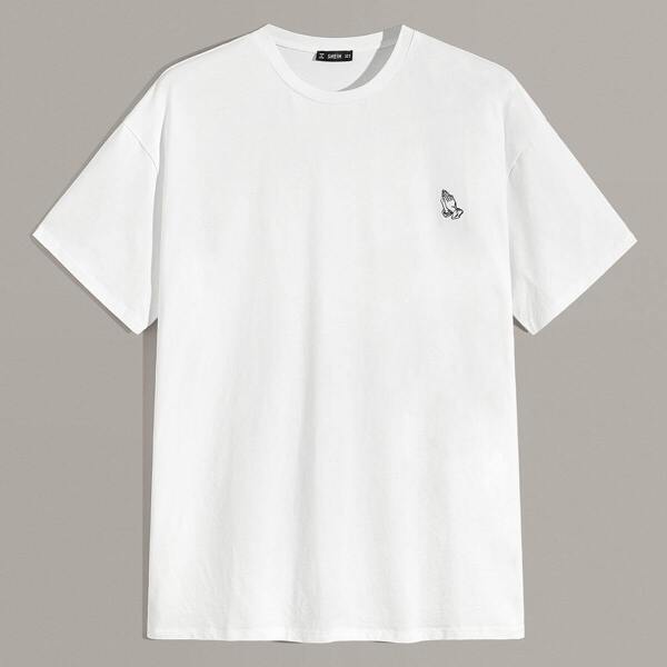 

Men Drop Shoulder Hand Print Top