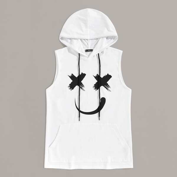 

Men Cartoon Print Pocket Front Hoodie