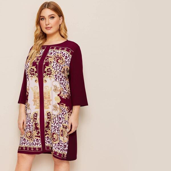 

Plus Scarf Print Tunic Dress