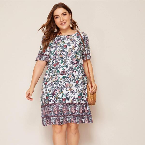 

Plus Paisley Print Tunic Dress