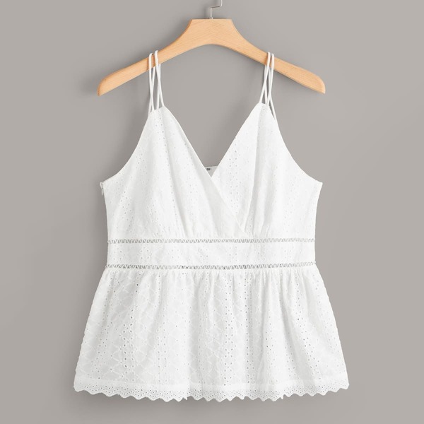 

Plus Eyelet Embroidered Cami Top, White