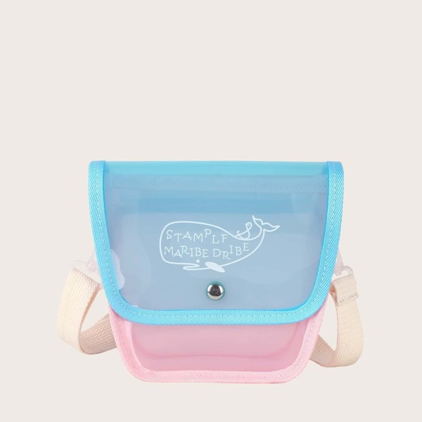 

Girls Letter Print PVC Crossbody Bag, Multicolor