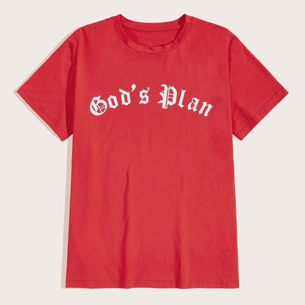 

Men Letter Print Tee, Red