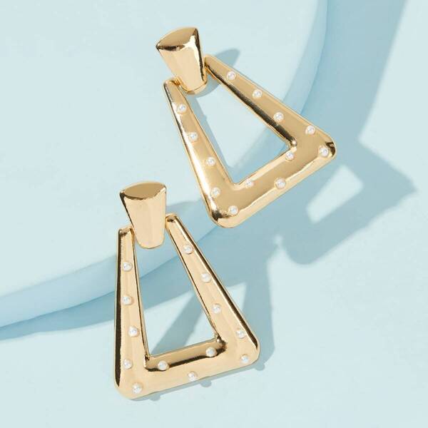 

Faux Pearl Decor Trapezoid Drop Earrings 1pair