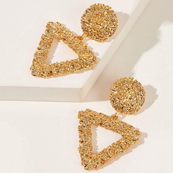 

Текстурированные серьги-капли с треугольником 1 пара, Золотистый