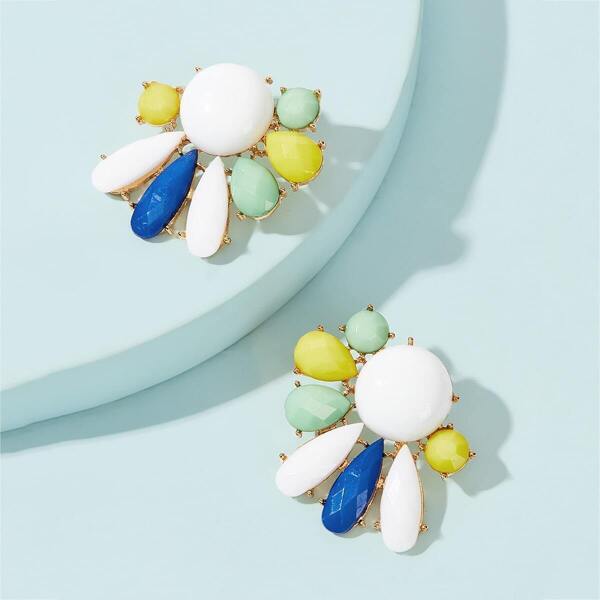 

Colorblock Water Drop Stud Earrings 1pair