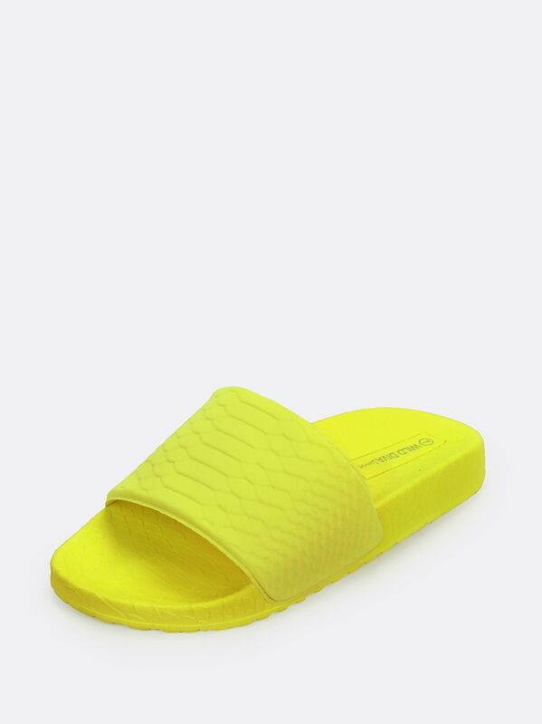 

Neon Slip On Flatform Footbed Slipper Sandals, Yellow bright