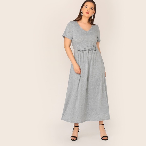 

Plus O-ring Detail Heather Grey Dress