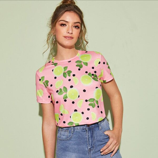 

Lemon And Polka Dot Print Tee