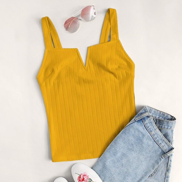 

Plus V-cut Neck Rib-knit Top, Yellow