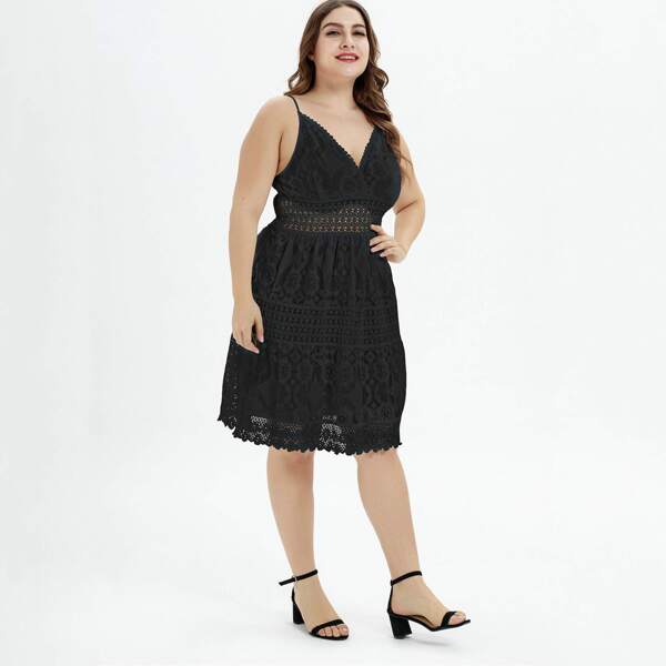 

Plus Lace Shirred Cami Dress