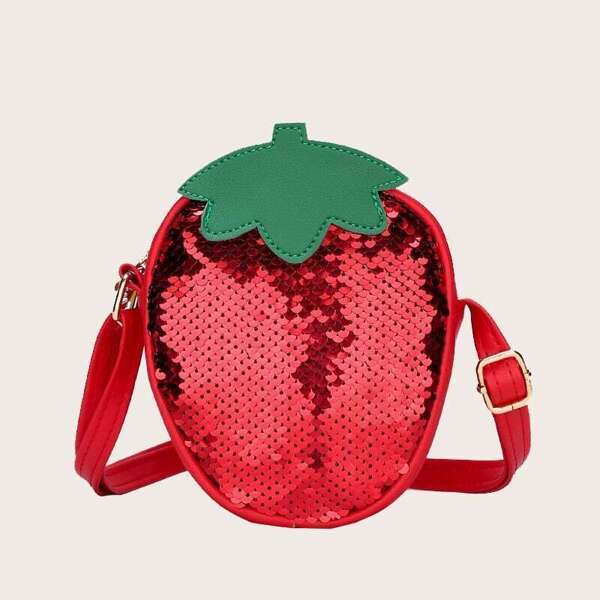 

Girls Strawberry Design Sequins Decor Bag