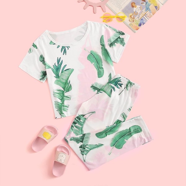

Girls Tropical Print Pajama Set, Multicolor