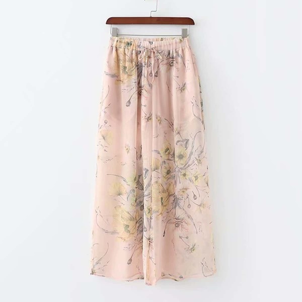 

Wide Leg Floral Print Drawstring Pants