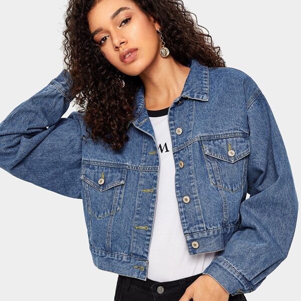 

Button Front Dual Pocket Denim Jacket