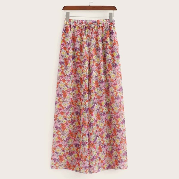 

Ditsy Floral Print Wide Leg Chiffon Pants