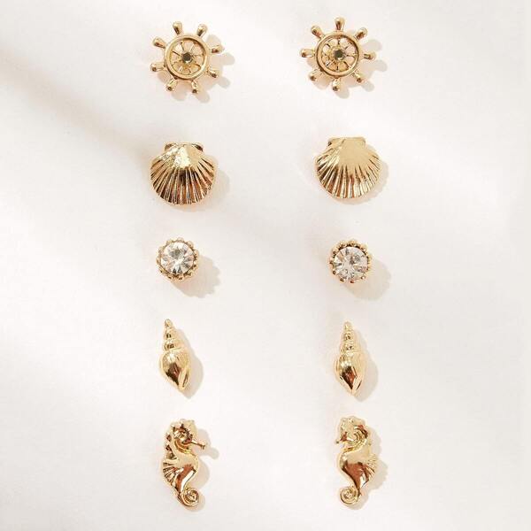 

Shell Decor Stud Earring 5pairs