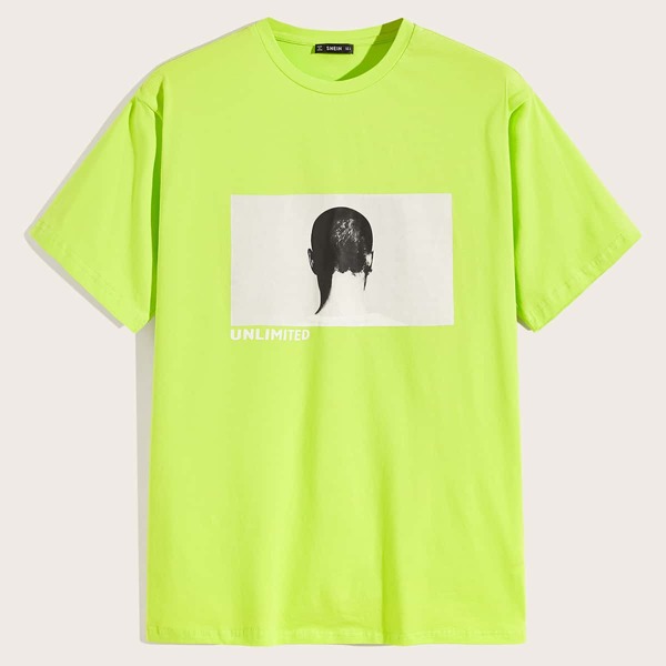 

Men Neon Lime Figure and Letter Tee