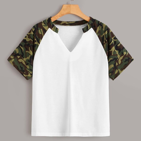 

Contrast Camo Print Tee