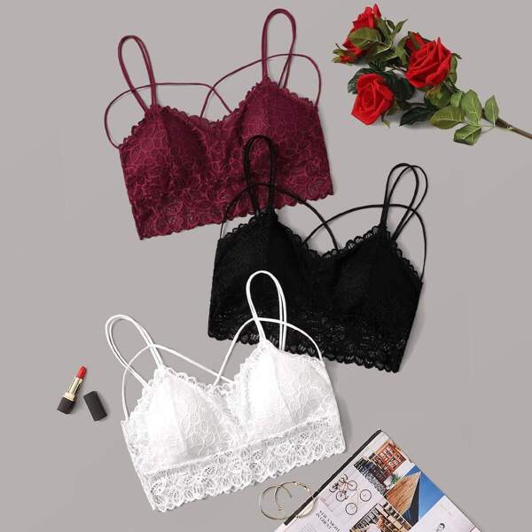 

Plus Floral Lace Bra Set 3pack