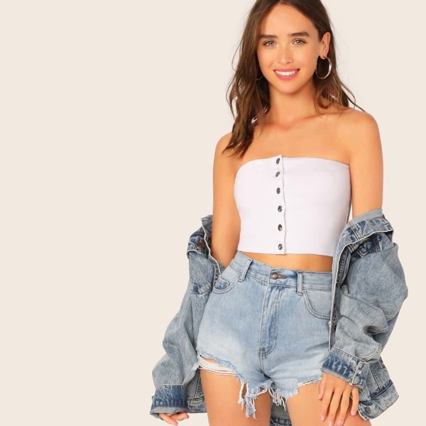 

Button Through Crop Bandeau Top