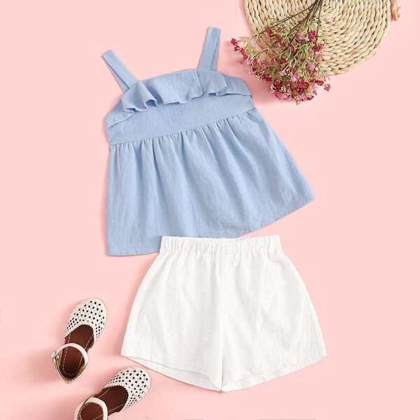 

Toddler Girls Ruffle Trim Cami Top & Shorts Set, Multicolor