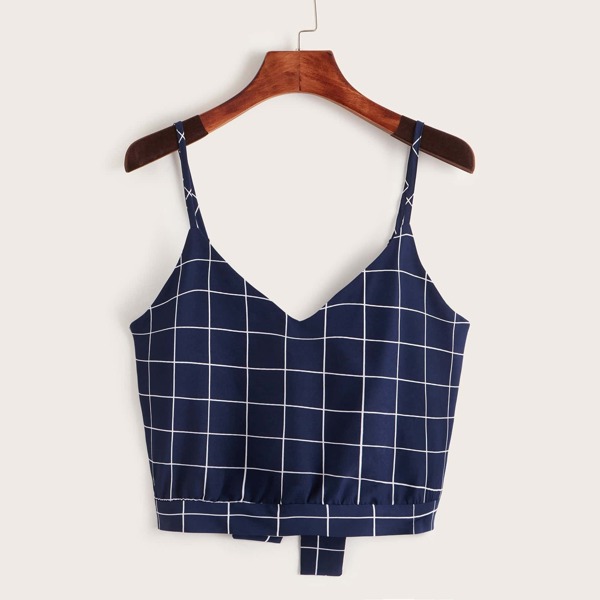 

Knot Back Cut-out Grid Crop Top