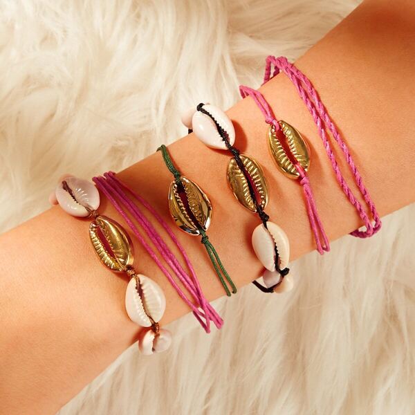 

Seashell Charm Bracelet Set 6pcs