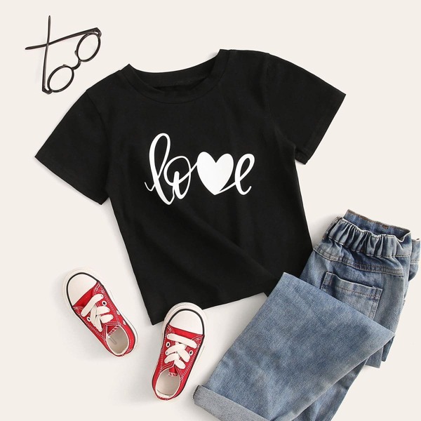 

Toddler Boys Heart & Letter Print Tee